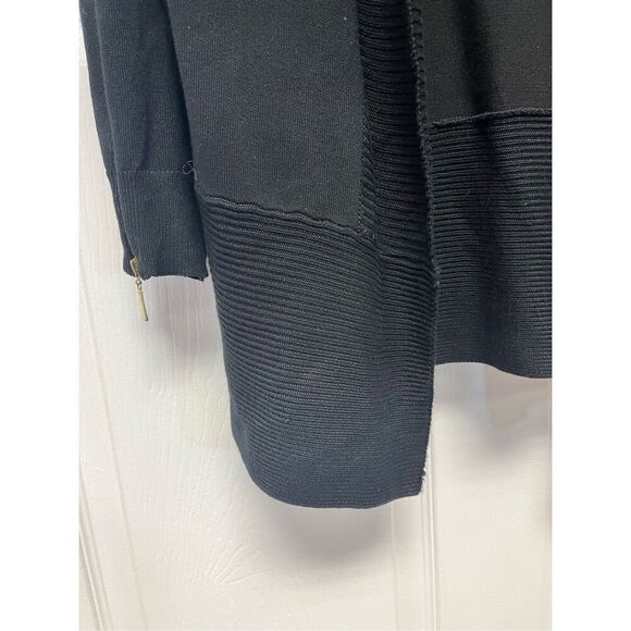 Carmen Marc Valvo Black Open Front Zipper Cuff Sweater sz L EUC - Picture 2 of 7
